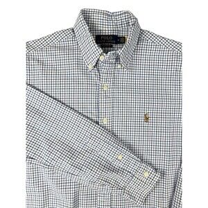 Polo Ralph Lauren Classic Fit Blue Check Button Down Shirt Men’s M Cotton Preppy